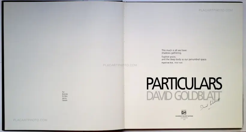 Particulars (ONE OF THE 25 COPIES WITH A PRINT)