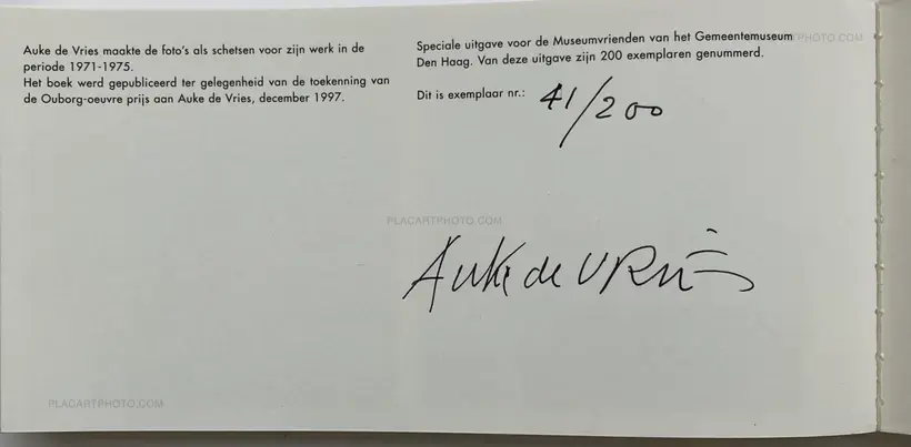 AUKE DE VRIE'S FOTOS (SIGNED AND NUMBERED, LTD EDT)